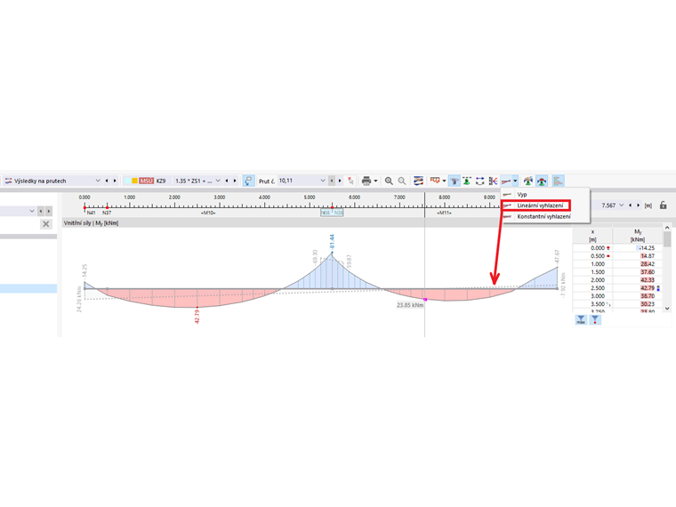 FAQ 005303 | Jak mohu do průběhu výsledků v programu RFEM 6 vložit oblast vyhlazení / linii vyhlazení?