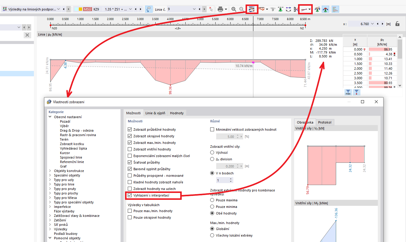 FAQ 005303 | Jak mohu do průběhu výsledků v programu RFEM 6 vložit oblast vyhlazení / linii vyhlazení?