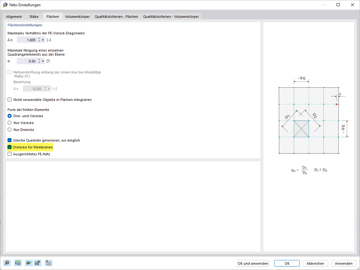 Dialogové okno „Nastavení sítě“, záložka „Plochy“