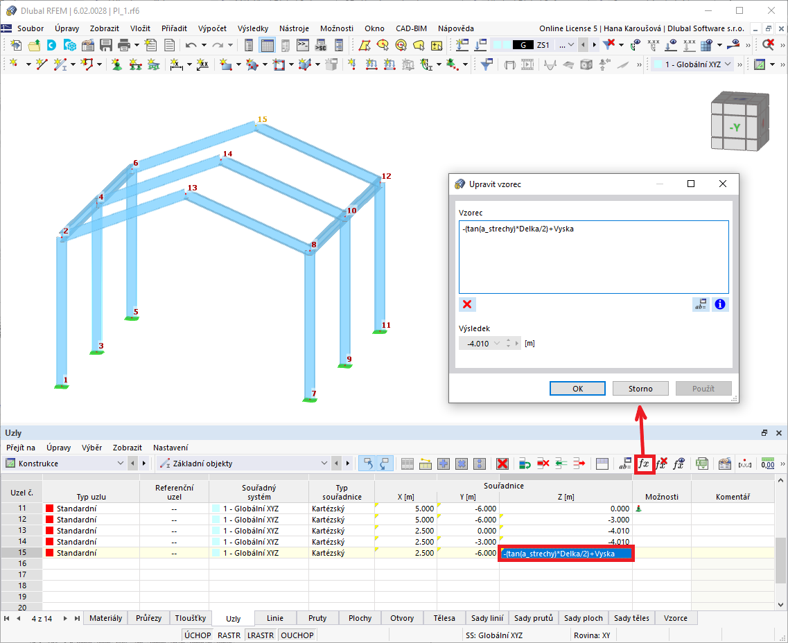 Použití parametrů ve vzorci