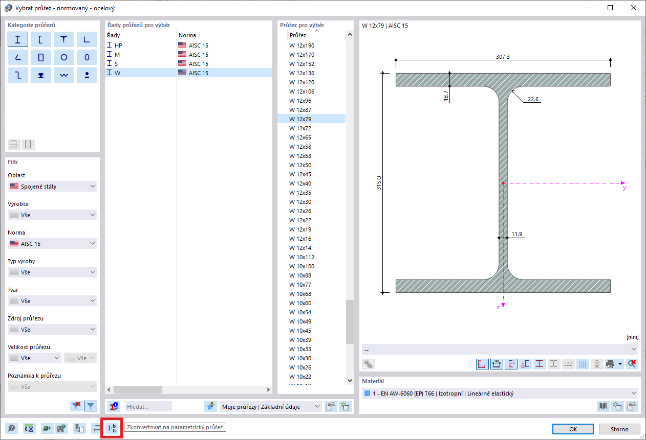 FAQ 005311 | Jak mohu upravit parametry existujícího průřezu z databáze RFEM 6 / RSTAB 9?