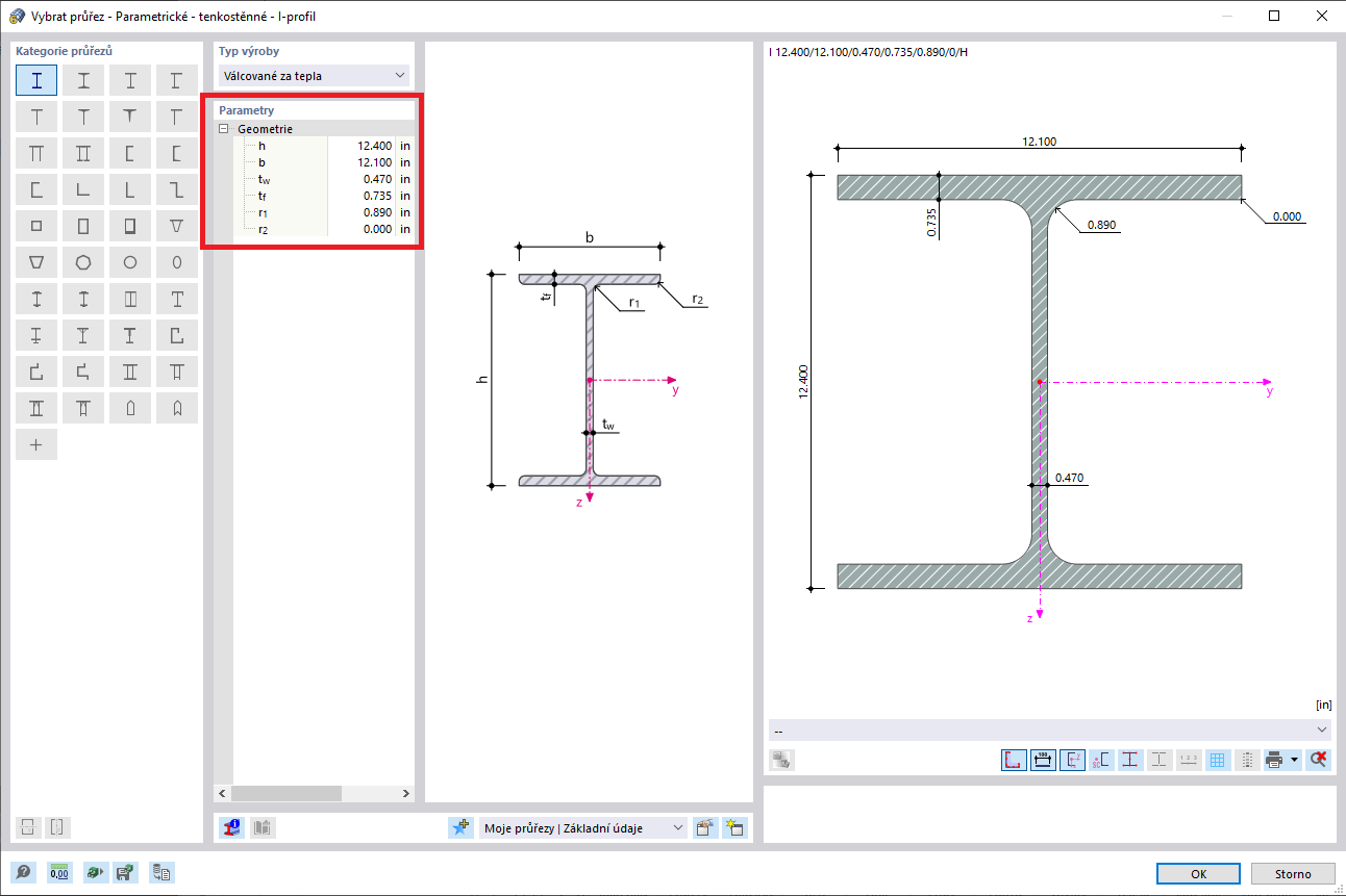 FAQ 005311 | Jak mohu upravit parametry existujícího průřezu z databáze RFEM 6 / RSTAB 9?