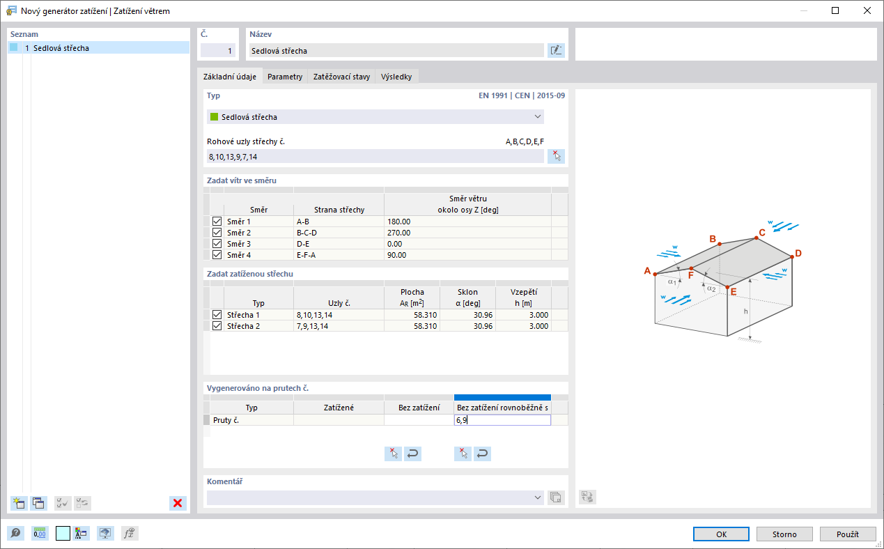 Dialog "Nový generátor zatížení" | Zatížení sněhem