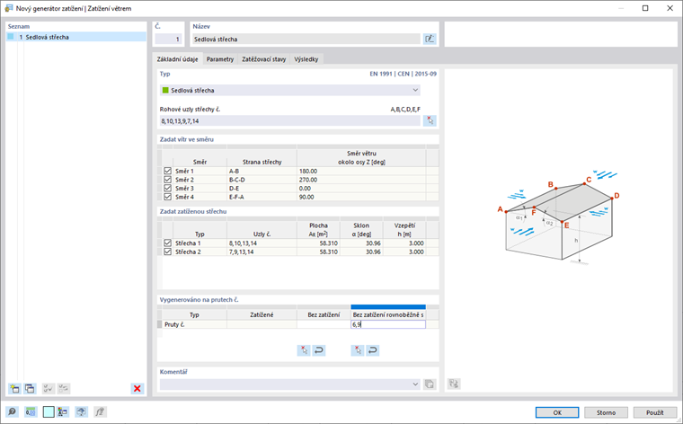 Dialog "Nový generátor zatížení" | Zatížení sněhem