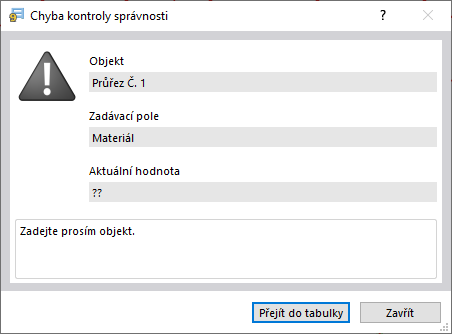 Kontrola správnosti s chybovým hlášením