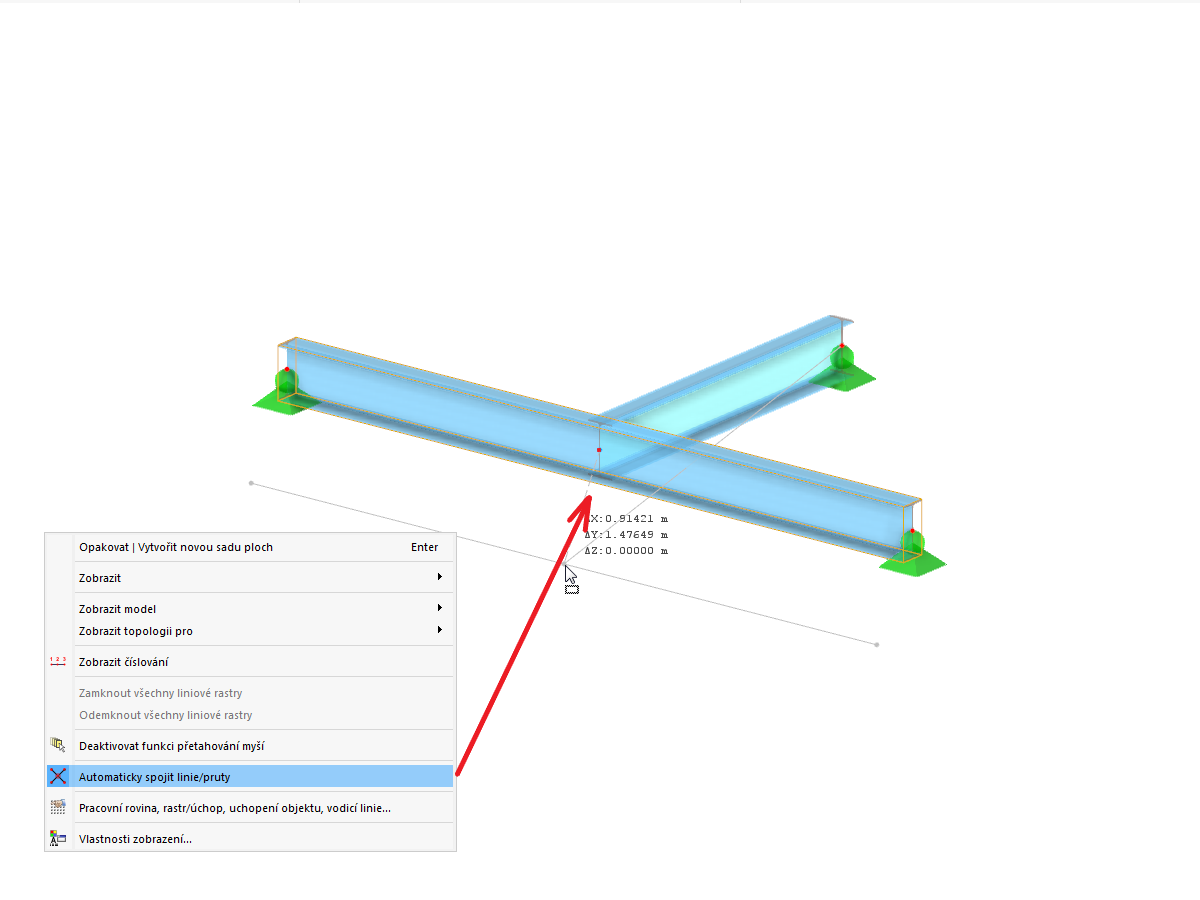 FAQ 005313 | Při modelování používám funkci "Automaticky spojit linie/pruty". RFEM 6 však vždy vytvoří připojovací uzel typu "