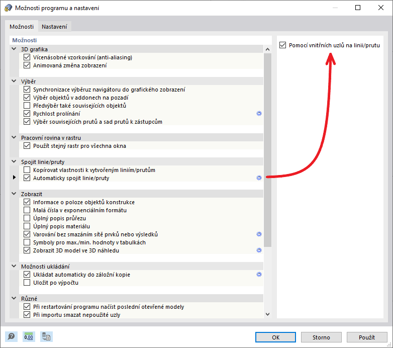 FAQ 005313 | Při modelování používám funkci "Automaticky spojit linie/pruty". RFEM 6 však vždy vytvoří připojovací uzel typu "