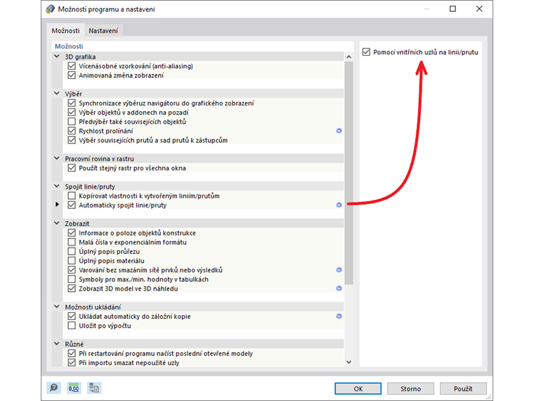 FAQ 005313 | Při modelování používám funkci "Automaticky spojit linie/pruty". RFEM 6 však vždy vytvoří připojovací uzel typu "