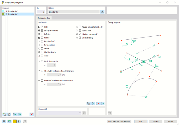 Dialog "Nový úchop objektu"