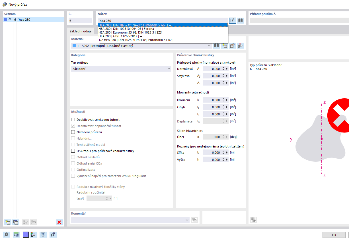 FAQ 005316 | Při použití vyhledávací funkce v databázi průřezů se mi zobrazí všechny druhy podobných řad průřezů. Jak mohu omezit výsledky hledání ...