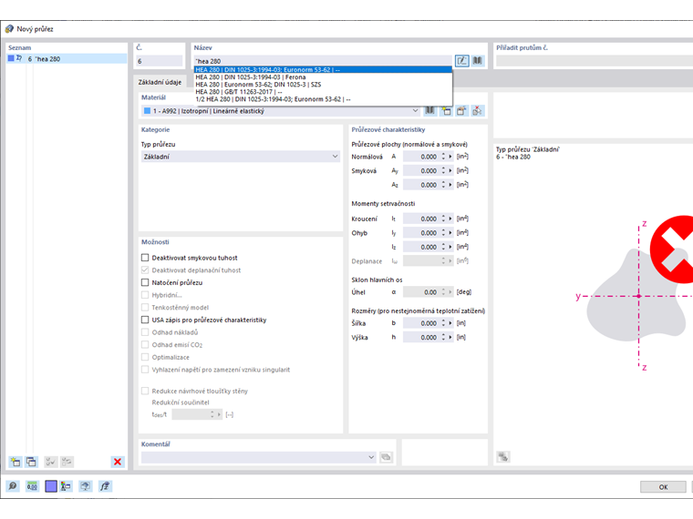 FAQ 005316 | Při použití vyhledávací funkce v databázi průřezů se mi zobrazí všechny druhy podobných řad průřezů. Jak mohu omezit výsledky hledání ...