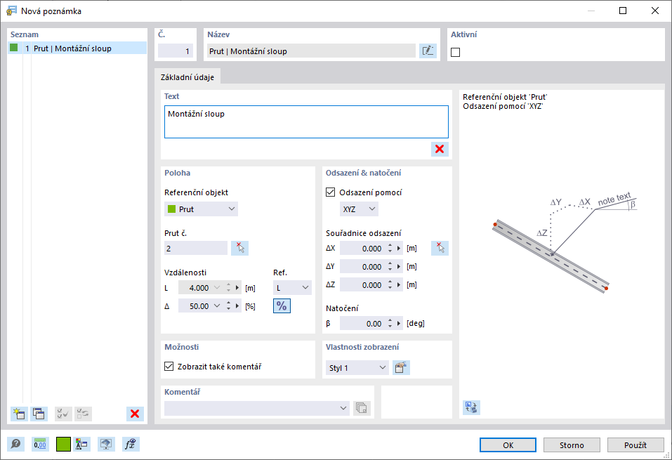 Dialog "Nová poznámka"