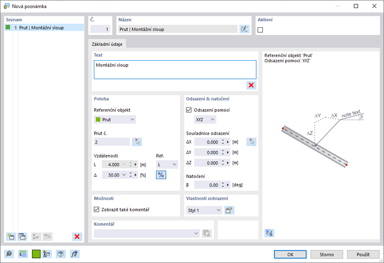 Dialog "Nová poznámka"