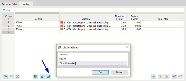 Uložení skladby vrstev jako šablony