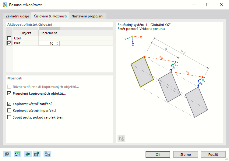 Úprava číslování a možnosti nastavení