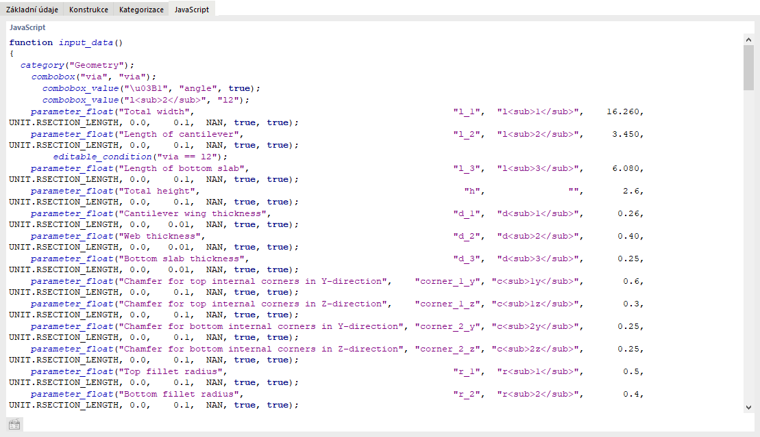Parametr JavaScript bloku