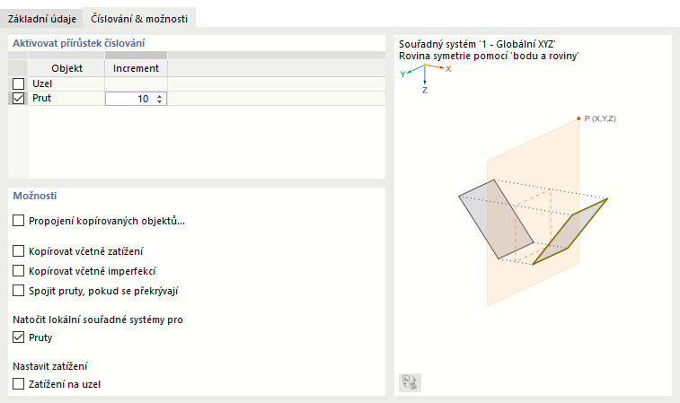 Úprava číslování a možnosti nastavení