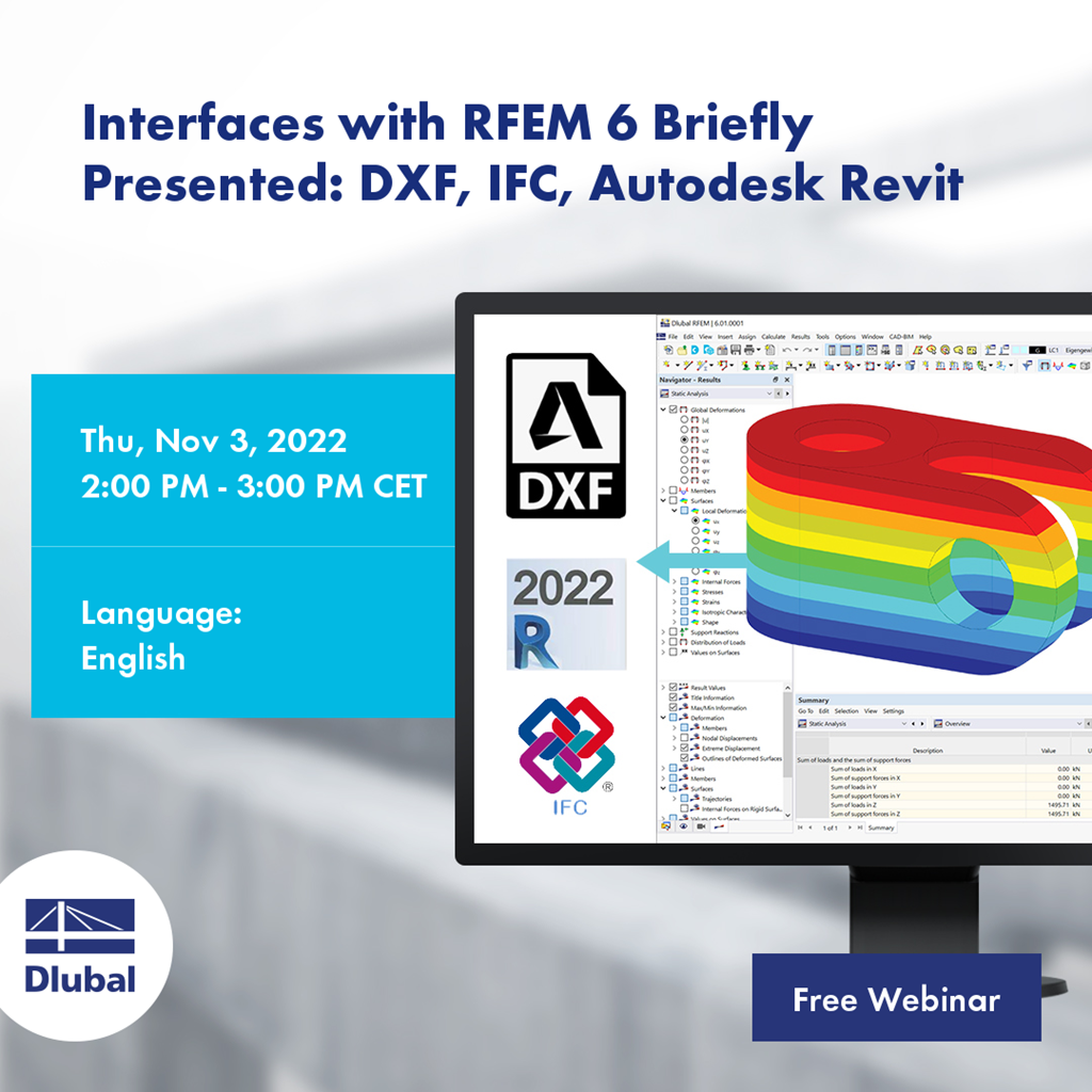 Stručná prezentace rozhraní s programem RFEM 6: DXF, IFC, Autodesk Revit