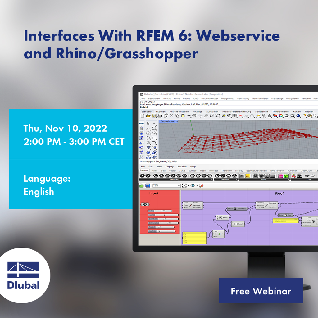 Rozhraní s programem RFEM 6: Webová služba a Rhino/Grasshopper