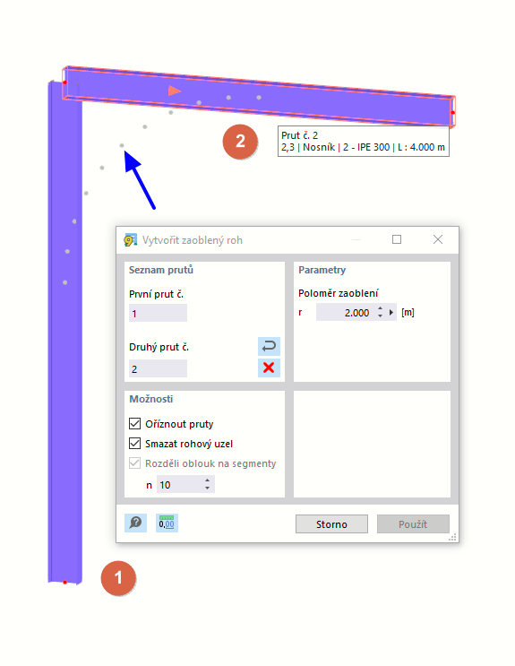 Vytvořit zaoblený roh