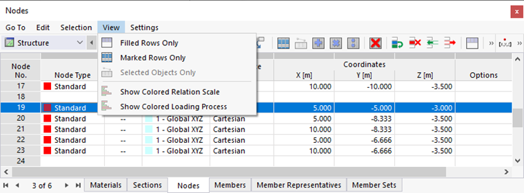 Nabídka tabulky "Pohled"
