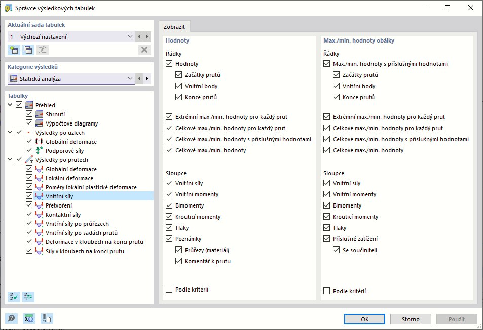 Dialog "Správce výsledkových tabulek"