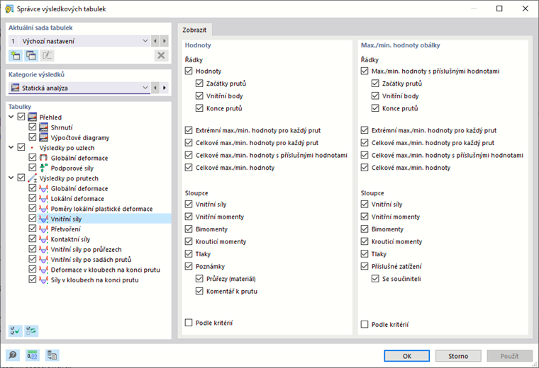 Dialog "Správce výsledkových tabulek"