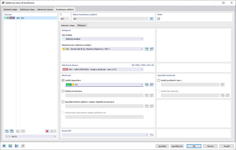 Nastavení analýzy druhého řádu pro účinky imperfekce ve tvaru vybočení v programu RFEM 6