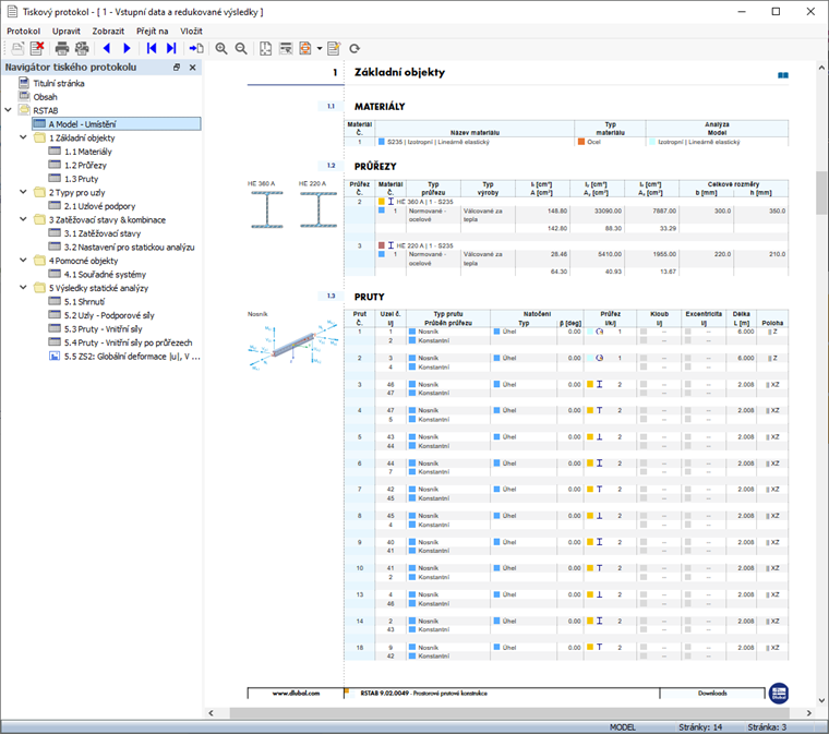 Náhled pro tisk výstupního protokolu