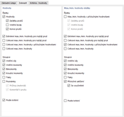 Definice řádků a sloupců výsledků pro dokumentaci