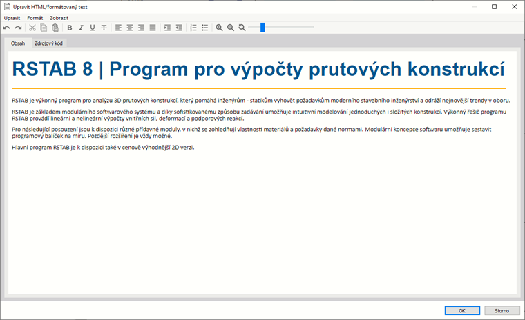 Použití textu ve formátu HTML
