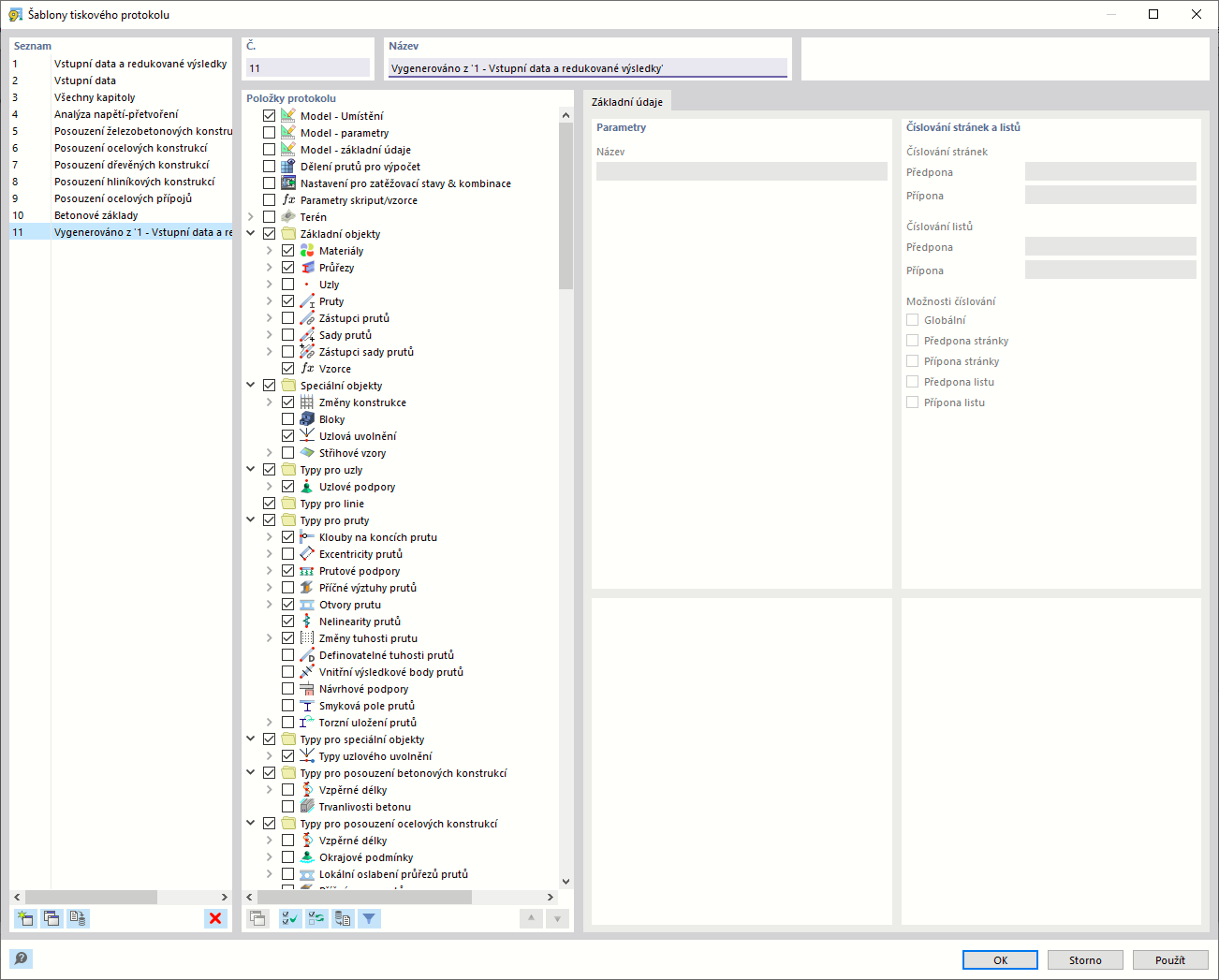 Uložení předlohy protokolu