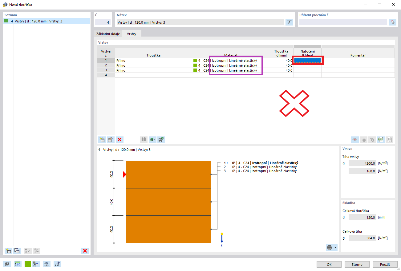 FAQ 005327 | Proč nemohu při definování vrstev zadat natočení?
