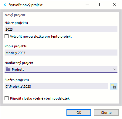 Založení nového projektu