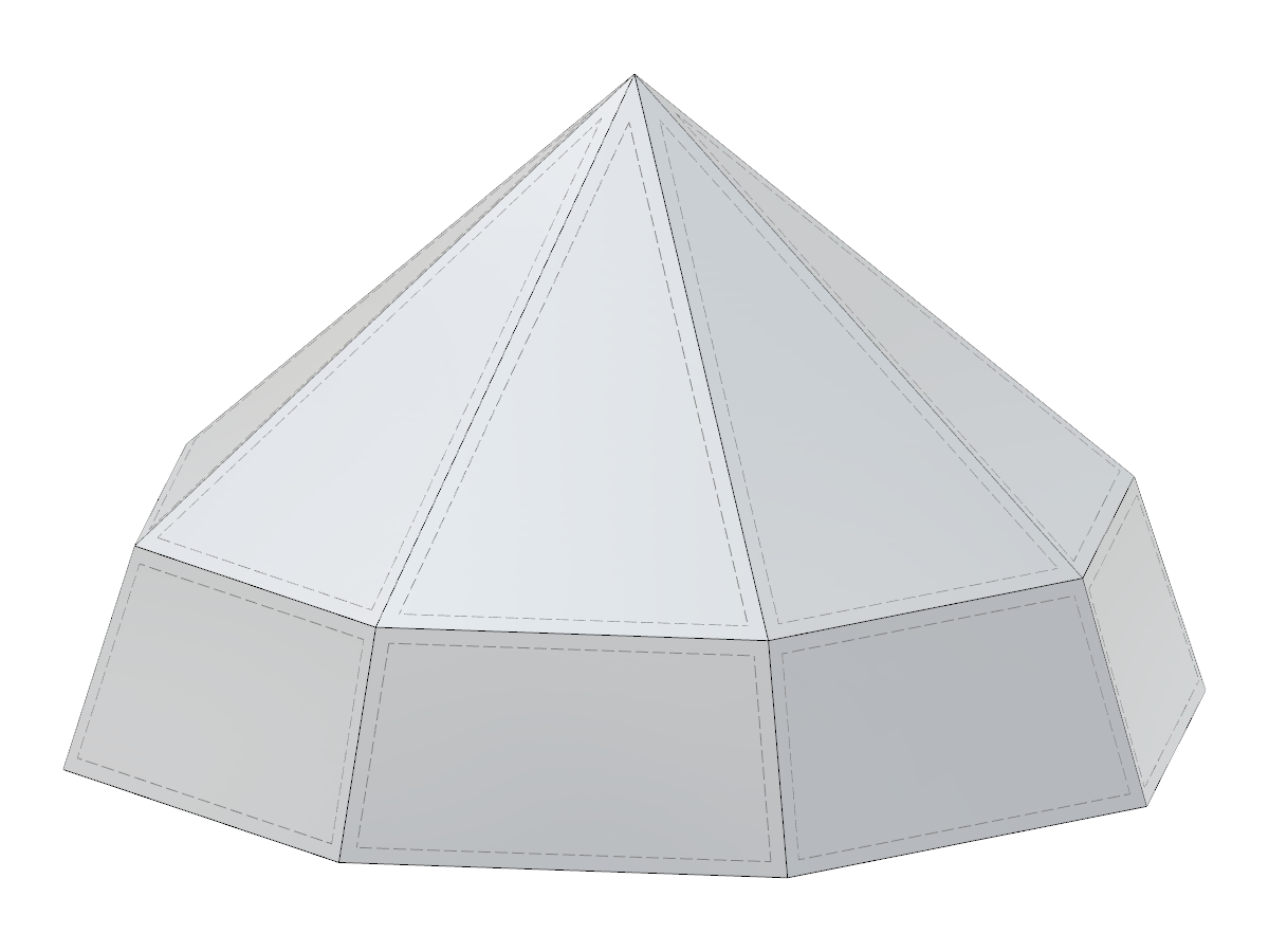 Pyramida s nastavitelnými rozměry pomocí JavaScriptu pro zadání délky hrany, poloměru opsané nebo vepsané kružnice.