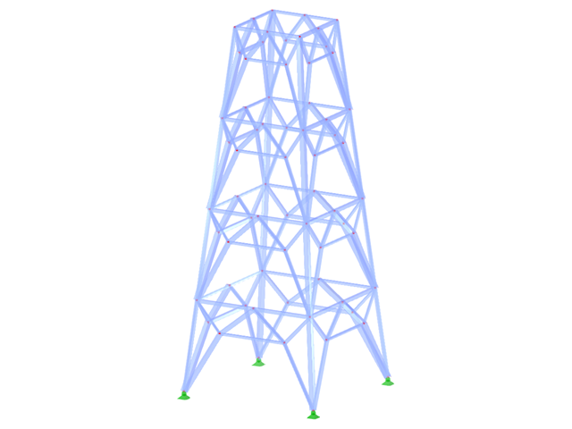 ID modelu 2226 | TSR053-b | Příhradový stožár | Obdélníkový půdorys | K-diagonály dole (polygonové) a mezilehlé horizontály