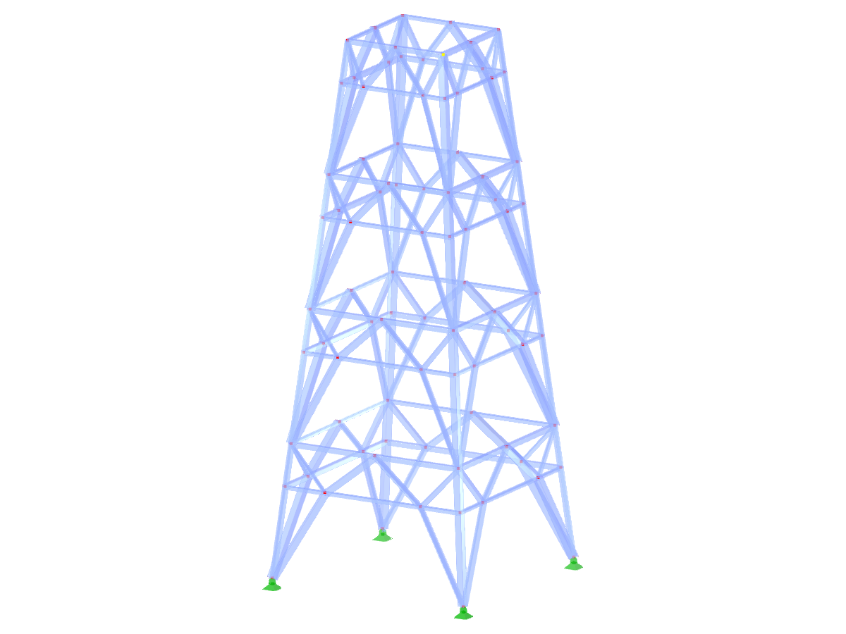 ID modelu 2227 | TSR054-b | Příhradový stožár | Obdélníkový půdorys | K-Diagonály dole (polygonální) a vnitřní horizontály