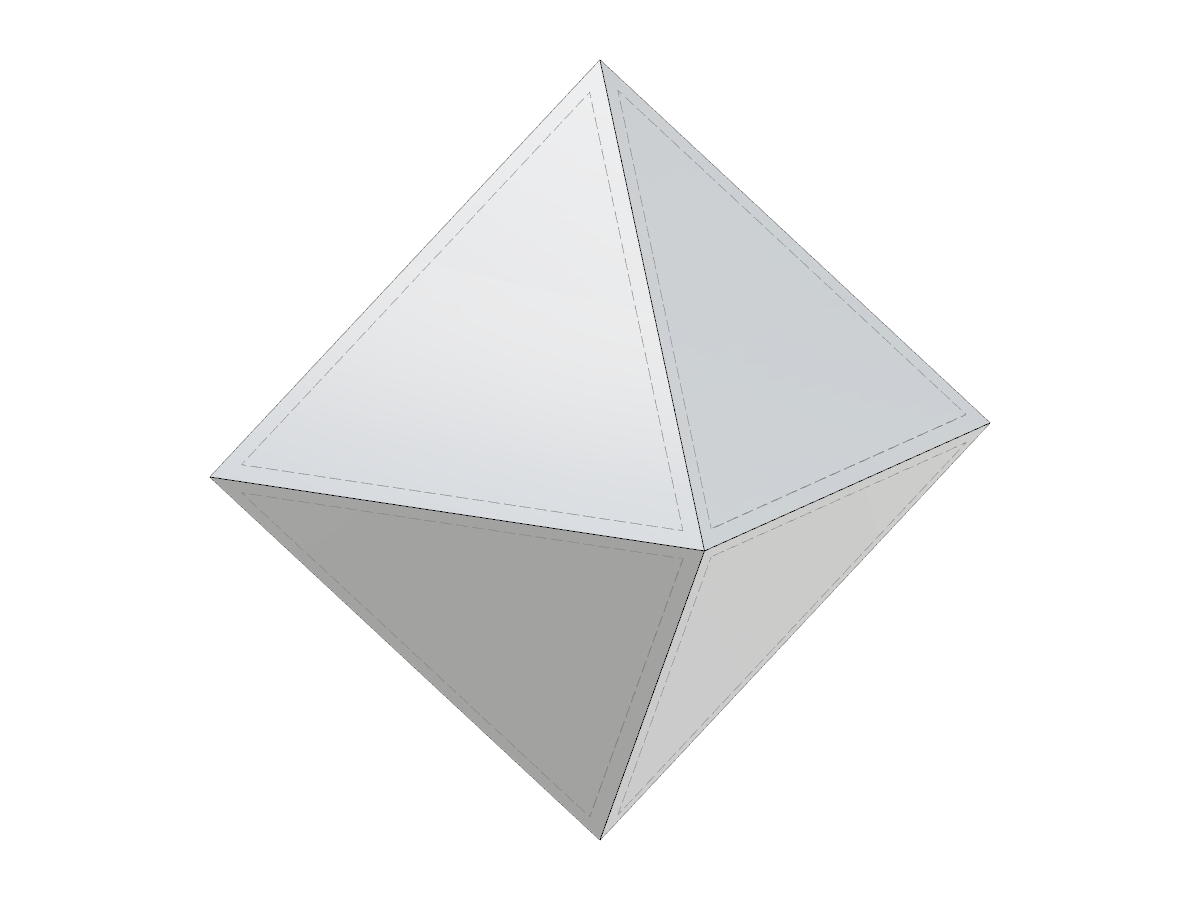 Osmistěnný model tělesa představující geometrické vlastnosti a strukturální integritu.