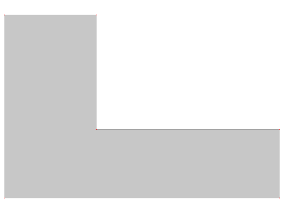 Deska ve tvaru L s proměnnými vstupními parametry pro okrajovou symetrii nebo specifická nastavení parametrů.