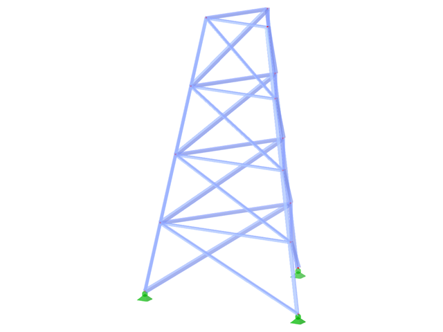 ID modelu 2314 | TST002-b | Příhradový stožár | Trojúhelníkový půdorys | Diagonály směrem dolů a horizontály