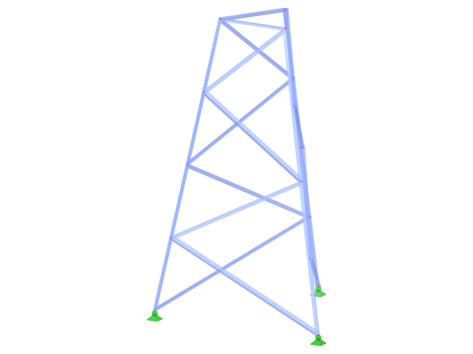 ID modelu 2315 | TST012-a | Příhradový stožár | Trojúhelníkový půdorys | K-diagonály vpravo
