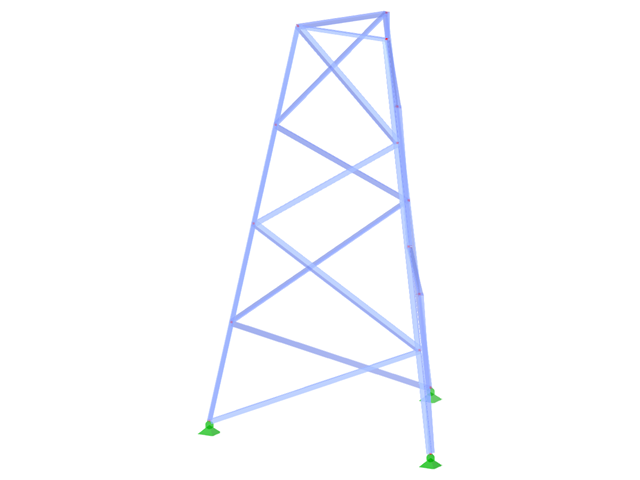 ID modelu 2316 | TST012-b | Příhradový stožár | Trojúhelníkový půdorys | K-diagonály vlevo