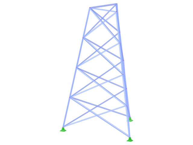ID modelu 2334 | TST034-a | Příhradový stožár | Trojúhelníkový půdorys | X-diagonály (nejsou vzájemně propojené)