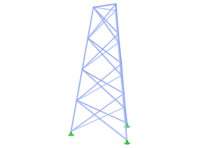 ID modelu 2335 | TST034-b | Příhradový stožár | Trojúhelníkový půdorys | X-diagonály (propojené, přímé)
