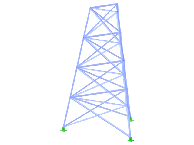ID modelu 2336 | TST035-a | Příhradový stožár | Trojúhelníkový půdorys | X-diagonály (nejsou propojené) a horizontály