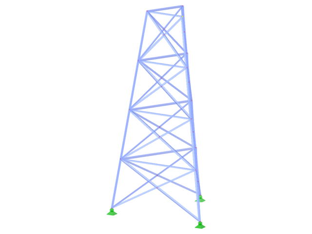 ID modelu 2337 | TST035-b | Příhradový stožár | Trojúhelníkový půdorys | X-diagonály (propojené) a horizontály