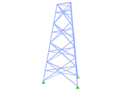 ID modelu 2338 | TST036 | Příhradový stožár | Trojúhelníkový půdorys | X-diagonály (přímé) a diagonály