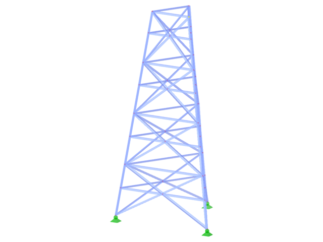 ID modelu 2339 | TST037 | Příhradový stožár | Trojúhelníkový půdorys | X-diagonály (přímé) a diagonály & horizontály