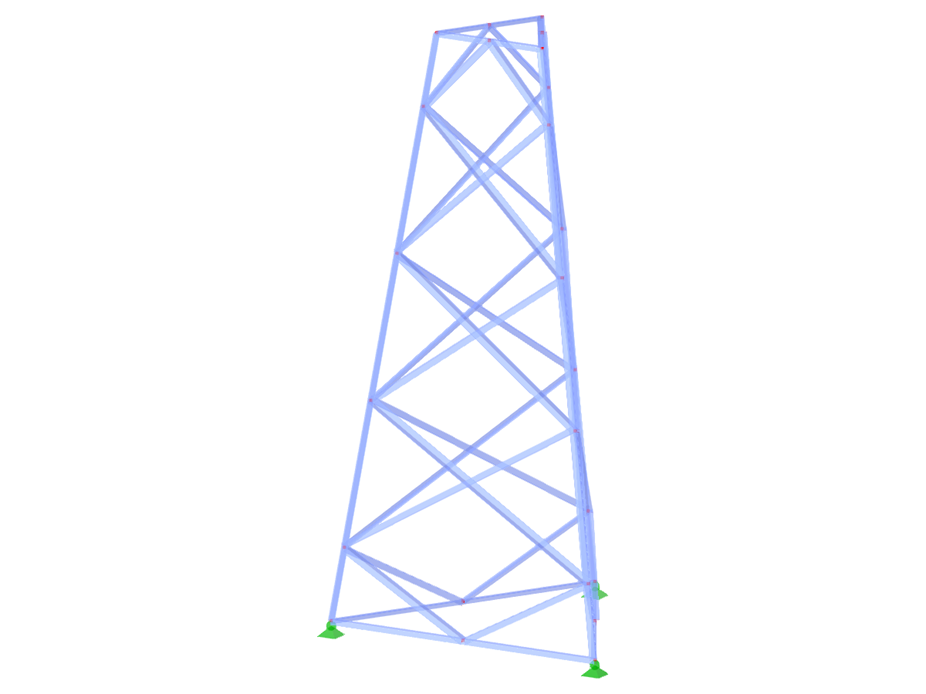 Model ID 2340 | TST038-a | Příhradový stožár | Trojúhelníkový půdorys | Kosočtvercové diagonály (nespojené, přímé)