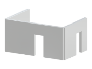 Betonový průřez stěny tvaru U se třemi dveřními otvory, navržený jako konstrukční prvek.